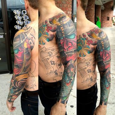 Japanese samurai sleeve tattoo