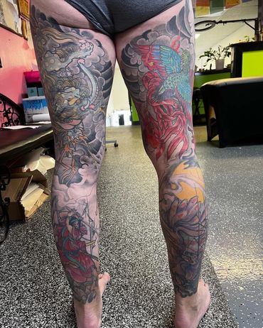Japanese leg sleeves tattoo